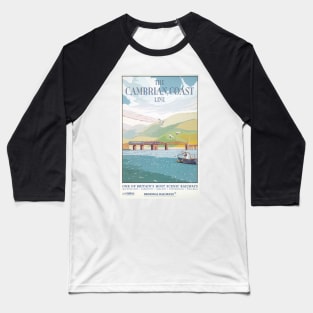 The Cambrian Coast Line - Vintage Railway Travel Poster - 1960s Baseball T-Shirt